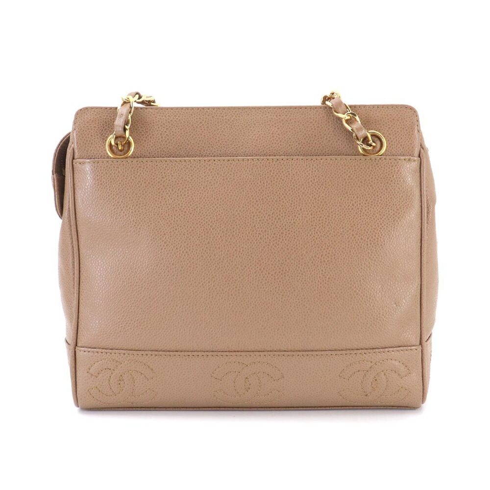 Chanel Triple Coco Chain Shoulder Handbag, Caviar Leather, Light Brown, Gold ... - Picture 3 of 10